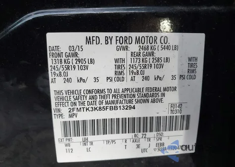 2015 Ford Edge Titanium from USA, damaged, VIN 2FMTK3K85FBB13294